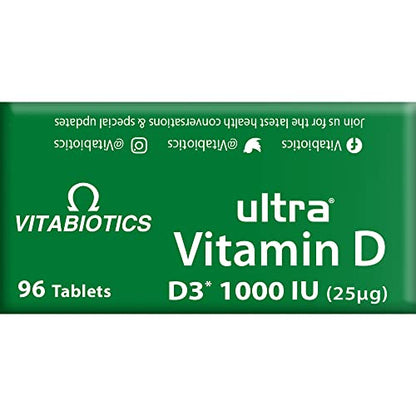 Vitabiotics Ultra Vitamin D Tablets 1000IU Optimum Level -96 count (Pack of 1)