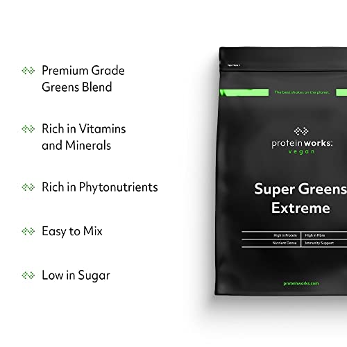 Protein Works Super Greens Extreme Powder , 156 Health Benefits , 41 Active Ingredients , Vegan