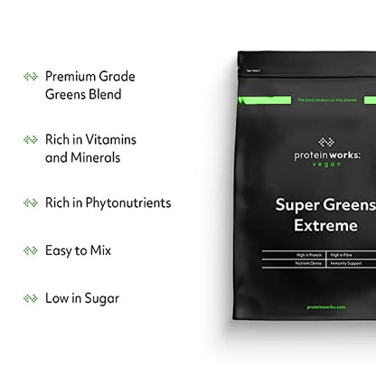 Protein Works Super Greens Extreme Powder , 156 Health Benefits , 41 Active Ingredients