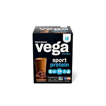 Vega Sport Premium Vegan Protein Powder, Chocolate - 30g Plant Based Protein, 5g BCAA