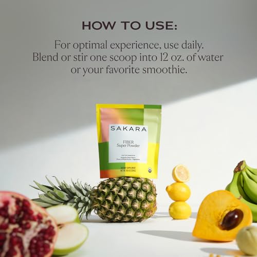 SAKARA Fiber Super Powder - Pineapple Flavor Prebiotic Fiber Powder, High Fiber