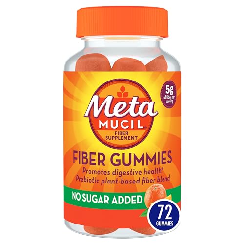 Metamucil Daily Fiber Gummies, Orange Flavored, No Sugar Added, 5g Prebiotic Plant 