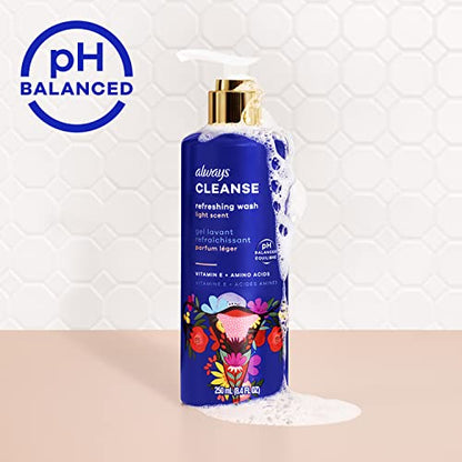 Always Cleanse Feminine Intimate Wash For Women, Ph Balanced For Skin, Lightly Scented