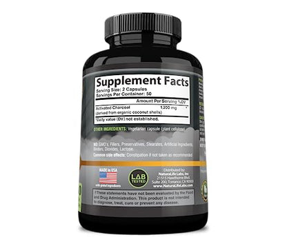 Activated Charcoal Capsules - 1,200 mg Highly Absorbent Helps Alleviate Gas