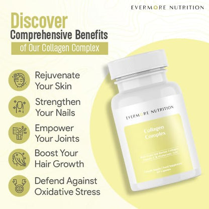 EVERMORE NUTRITION Grass Fed Collagen Complex with Hyaluronic Acid, Vitamin C and Active Peptides