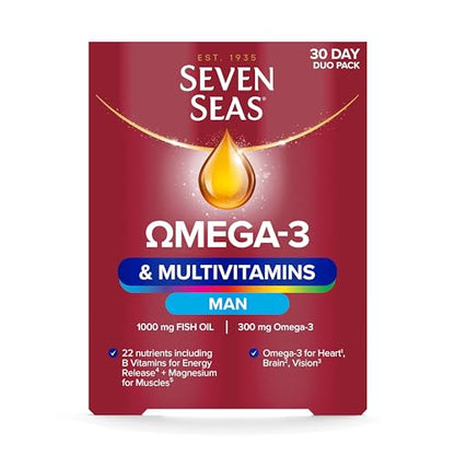 Seven Seas Omega-3 & Multivitamins Man, With B Vitamins and Magnesium, 30-Day Duo 