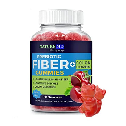 HEMPWAY Fiber Gummies for Digestive Colon Cleanse - Health & Daily Weight Support 