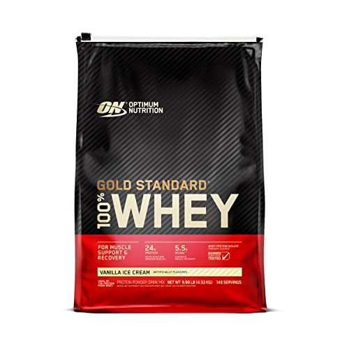 Optimum Nutrition Gold Standard 100% Whey Protein Powder, Vanilla Ice Cream, 10 Pound 