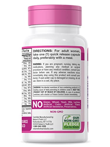 Prenatal Vitamins With Folic Acid | 60 Capsules | Non-GMO & Gluten Free Supplement