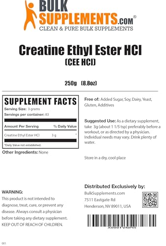 BULKSUPPLEMENTS.COM Creatine Ethyl Ester HCl Powder - Creatine Pre Workout Powder