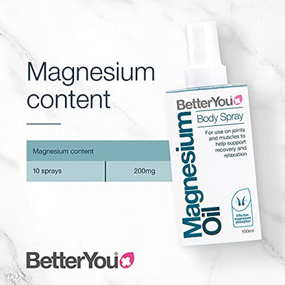 BetterYou Magnesium Oil Body Spray, Pure and Natural Source of Magnesium Chloride