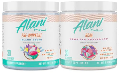 Alani Nu Island Crush Pre Workout and BCAA Hawaiian Shaved Ice Post Workout Powder