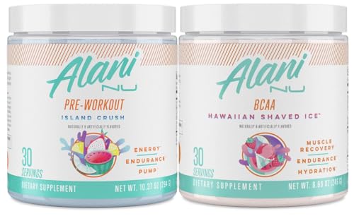 Alani Nu Island Crush Pre Workout and BCAA Hawaiian Shaved Ice Post Workout Powder