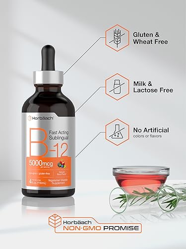 B-12 | 5000mcg | 4oz | Natural Berry Flavor Fast-Acting Sublingual Liquid Vitamin