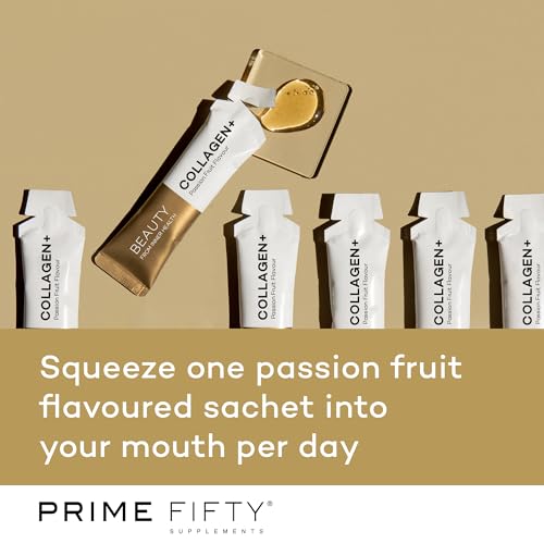 Prime Fifty Liquid Collagen 5,000mg, 14 x 15ml Sachets – Passion Fruit Flavour