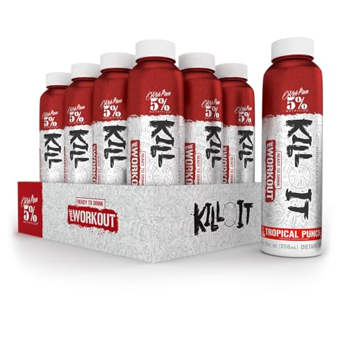 5% Nutrition Kill It Ready-to-Drink High Stim Pre Workout | 400mg Caffeine Energy Drink | Extreme Pump, Endurance, Focus & Hydration | Citrulline, Beta Alanine, Taurine | 12 Pack (Tropical Punch)