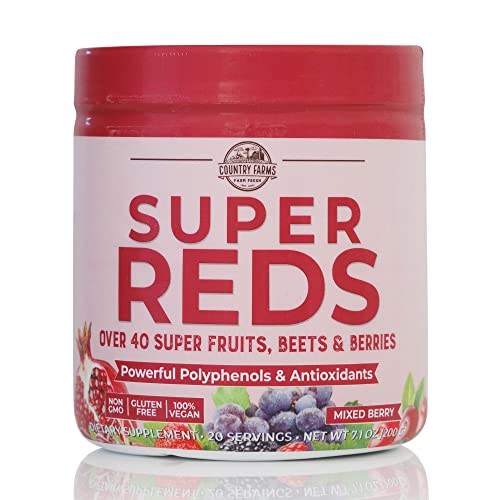 COUNTRY FARMS Super Reds, Energizing Polyphenol Superfood, 48 Super Fruits and Berries