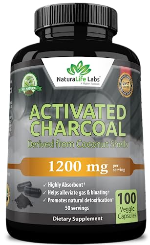 Activated Charcoal Capsules - 1,200 mg Highly Absorbent Helps Alleviate Gas