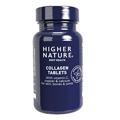 Higher Nature - Collagen Tablets - Hydrolysed Marine Collagen - Vitamin C - Calcium for Bone Support - Responsibly Sourced - 90 Tablets