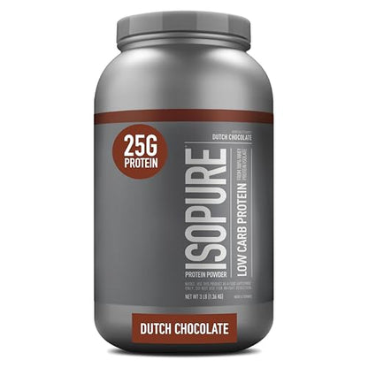 Isopure Dutch Chocolate Whey Isolate Protein Powder with Vitamin C & Zinc for Immune 