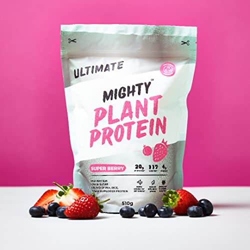 Mighty Ultimate Vegan Protein Powder, Super Berry Flavour, (17 Servings, 510g Bag without Scoop)