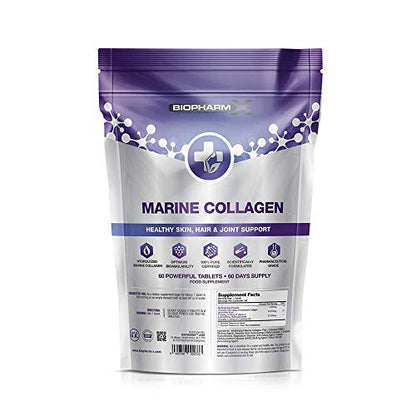 Marine Collagen 1000mg Tablets + Vitamin C (2 Month Supply / 60 High Strength Capsules) 