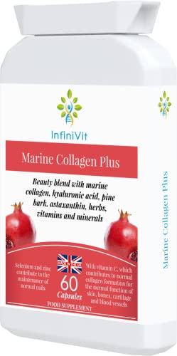 nfiniVit Marine Collagen Plus Blend Capsules - Hair Growth Enhancer with Enriched Vitamin C and Vitamin E