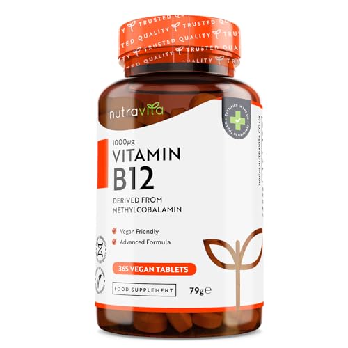 Vitamin B12 1000mcg - 365 High Strength Vegan Tablets (1 Year Supply) - Max Strength