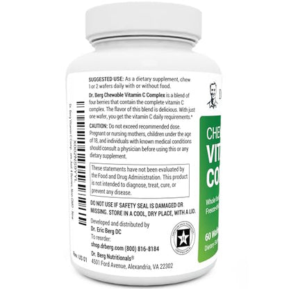 Dr. Berg's Vitamin C Complex Whole Food (60 Chewable) 100% Natural Vitamin C from