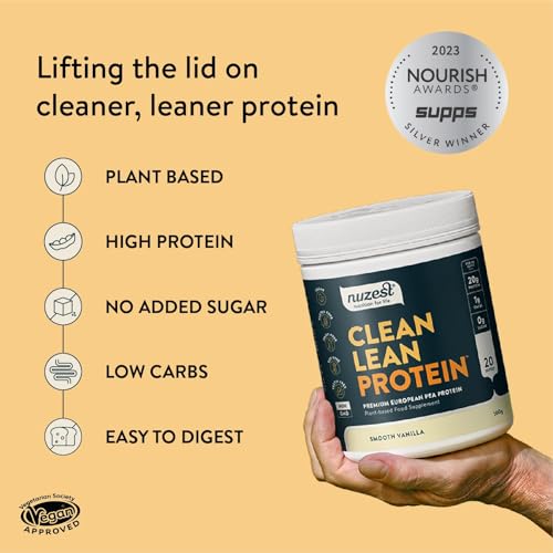 Vegan Protein Powders by Nuzest - Clean Lean Protein - Smooth Vanilla - Plant Based Pea Protein Shake