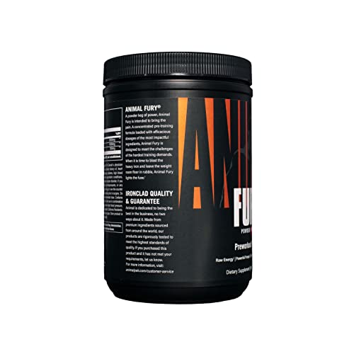 Animal Fury Pre Workout Powder Supplement for Energy and Focus 5g BCAA 350mg Caffeine