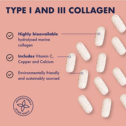 Higher Nature - Collagen Tablets - Hydrolysed Marine Collagen - Vitamin C - Calcium for Bone Support