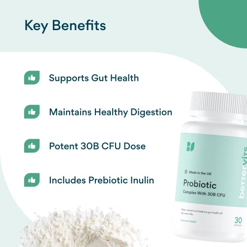 Bettervits Probiotic Complex | 30B CFU | Gut Health | Digestion | Bloating | IBS