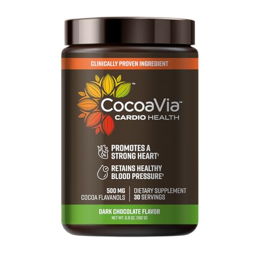 CocoaVia Cardio Health Cocoa Powder, 30 Servings, 500mg Cocoa Flavanols, Support Heart