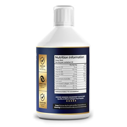 Nutrality Marine Collagen Sugar Free Liquid | Peptides, Hyaluronic Acid, Silica, Biotin, 10000mg Type 1