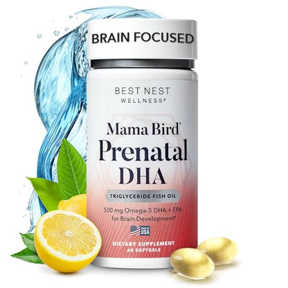 Best Nest Wellness Mama Bird Prenatal DHA Vitamin, 500 mg, Triglyceride Fish Oil