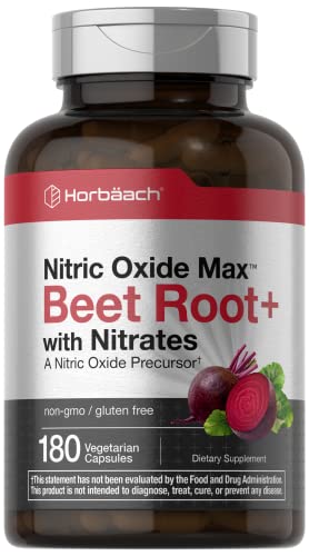 Nitric Oxide Beet Root Capsules | with Nitrates | 180 Count | Nitric Oxide Precursor | Vegetarian