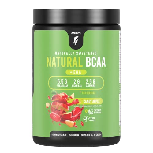 InnoSupps Natural Vegan BCAAs + EAA (Candy Apple) Enhanced Workouts, Muscle 