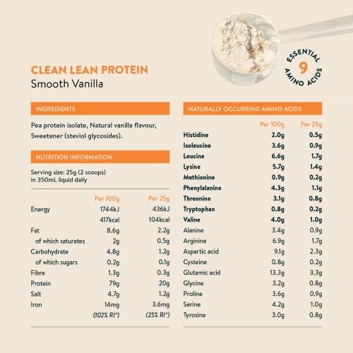 Vegan Protein Powders by Nuzest - Clean Lean Protein - Smooth Vanilla - Plant Based Pea Protein Shake