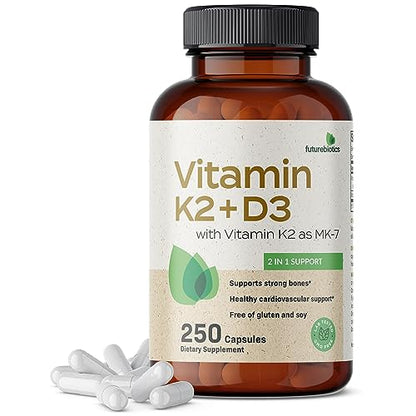 Futurebiotics Vitamin K2 (MK7) with D3 Supplement - Non-GMO Formula - 5000 IU Vitamin