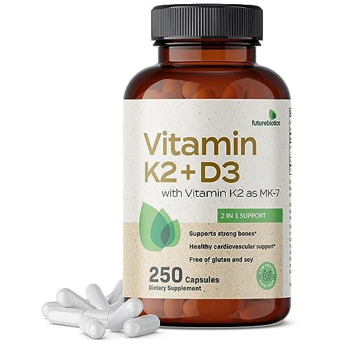 Futurebiotics Vitamin K2 (MK7) with D3 Supplement - Non-GMO Formula - 5000 IU Vitamin