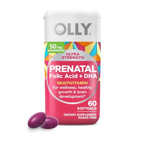 OLLY Ultra Strength Prenatal Multivitamin Softgels, Supports Healthy Growth, Brain Development