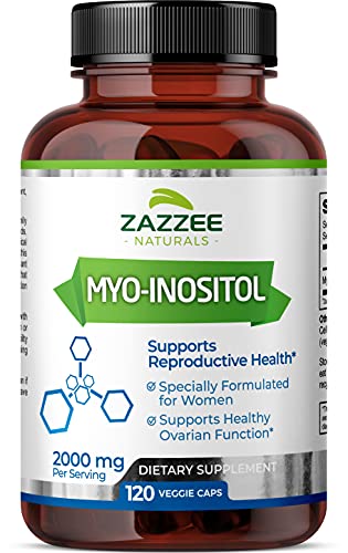 Zazzee Myo-Inositol Capsules, 2000 mg per Serving, 120 Vegan Capsules, Ideal Dosage 