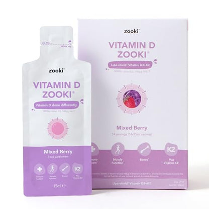 Zooki 3000iu Liposomal Vitamin D3 + K2 Liquid Sachets | 4X Higher Absorption Clinically Proven