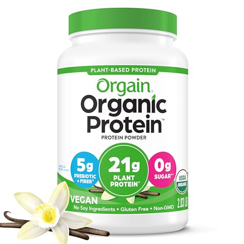 Orgain Organic Vegan Protein Powder, Vanilla Bean - 21g Plant Based Protein, Gluten Free