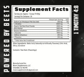 Ad Astra Preworkout - Potent Focus Blend - Tiger's Blood Flavor - Organic Red Beet Root Powder Base Pre Workout - L-Citrulline, Beta Alanine, L-Tyrosine, L-Theanine, Betaine Anhydrous