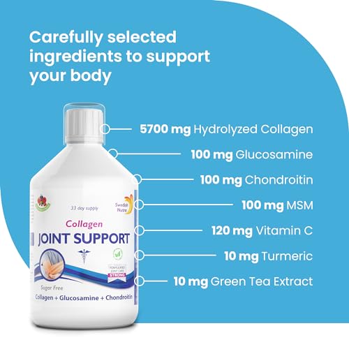 Swedish Nutra Joint Support Collagen - Pack of 500ml, 33 Day Supply | Berry Flavour | with Vitmain C & Glucosamine