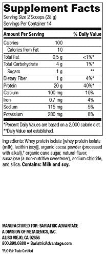 Bariatric Advantage High Protein Supplement Mix, 20 Grams Whey Protein Isolate Low Sugar