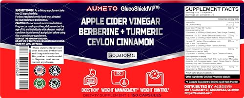 Apple Cider Vinegar 9000mg Berberin 6000mg Ceylon Cinnamon 9000mg Turmeric 6000mg