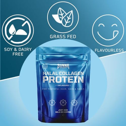 SUNNA SUPPLEMENTS - Halal Bovine Collagen Protein Powder for Hair, Skin, Nails and Joints